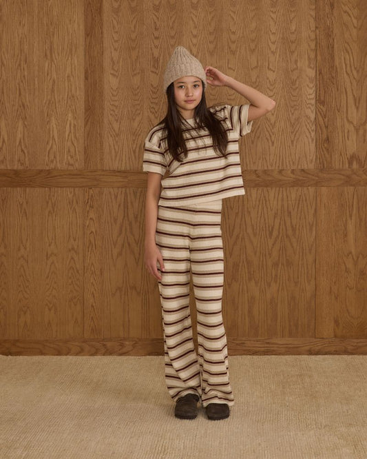 KNIT WIDE LEG || BURGUNDY STRIPE TEEN