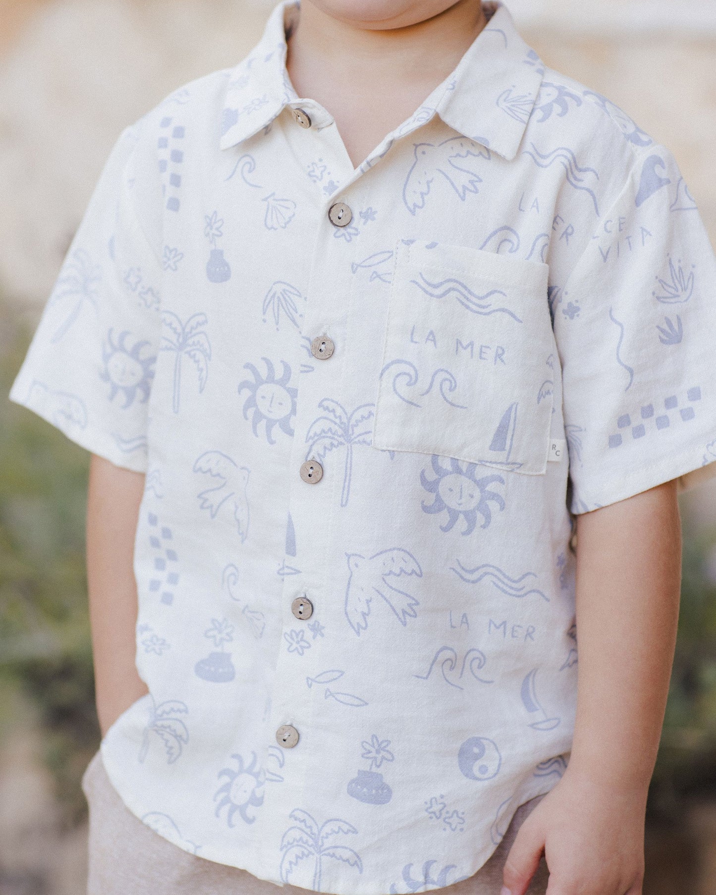 COLLARED SHORT SLEEVE SHIRT || MEDITERRANEAN