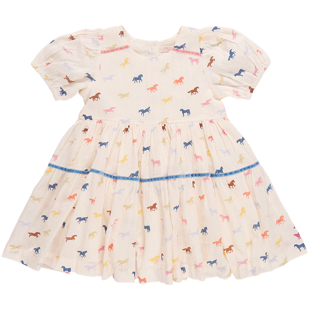 Girls Charlie Dress | Multi Tiny Horses