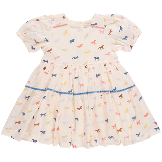 Girls Charlie Dress | Multi Tiny Horses