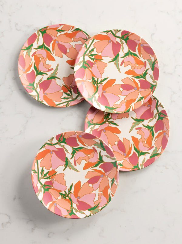 Shiraleah Primavera Floral Print Appetizer Plates-Set of 4