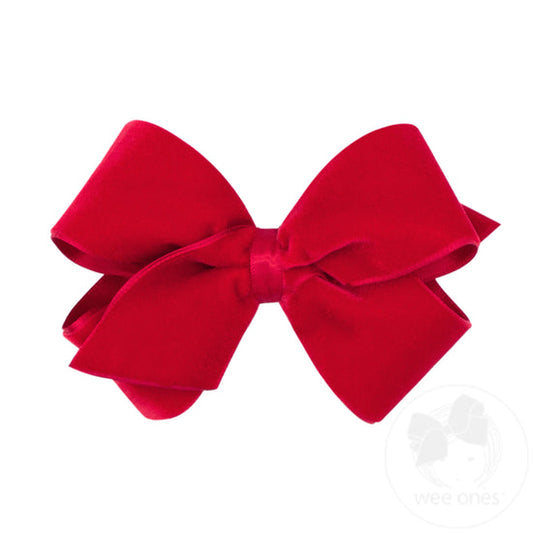 Small Velvet Basic Bow - Red