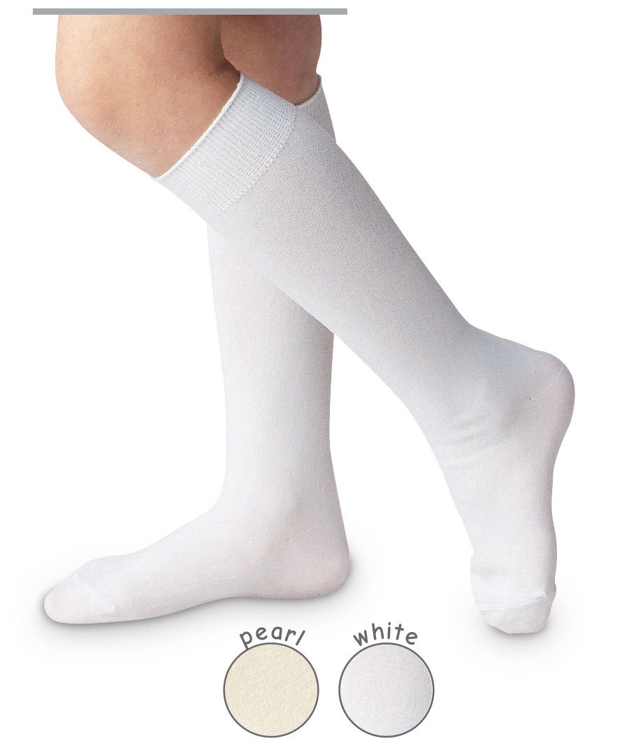 Classic Nylon Knee High Socks - PEARL WHITE
