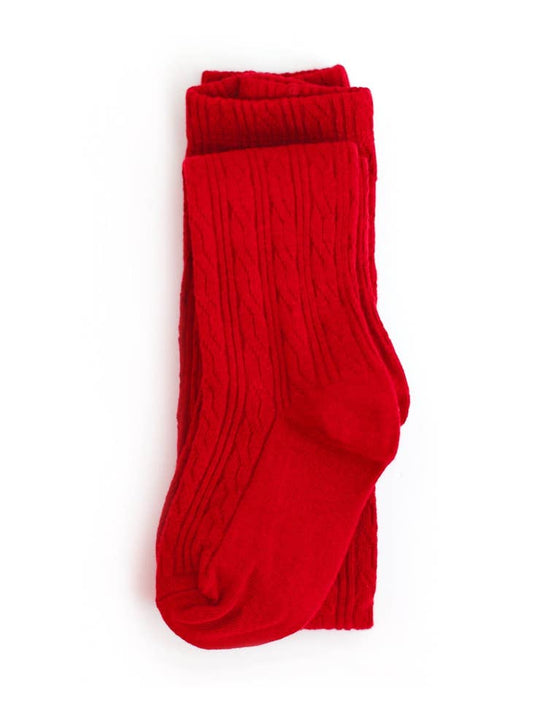 Cable Knit Knee High Socks | Bright Red