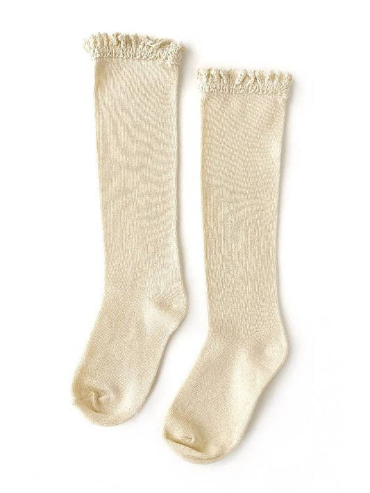 Lace Knee High Socks - Vanilla Cream
