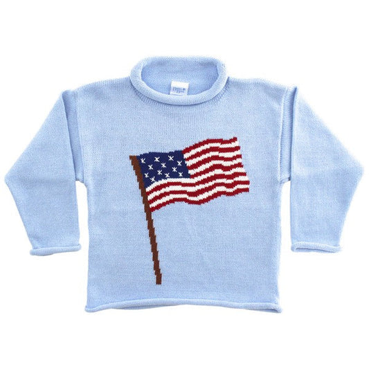 Roll Neck Sweater - Light Blue Flag