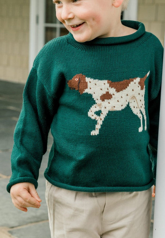 Roll Neck Sweater - Forest Green Pointer