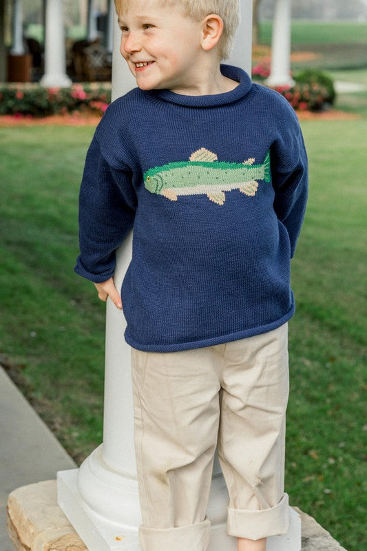 Roll Neck Sweater - Navy Trout