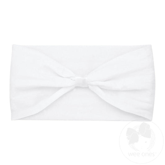Baby Girls Nylon Add a Bow Band-White
