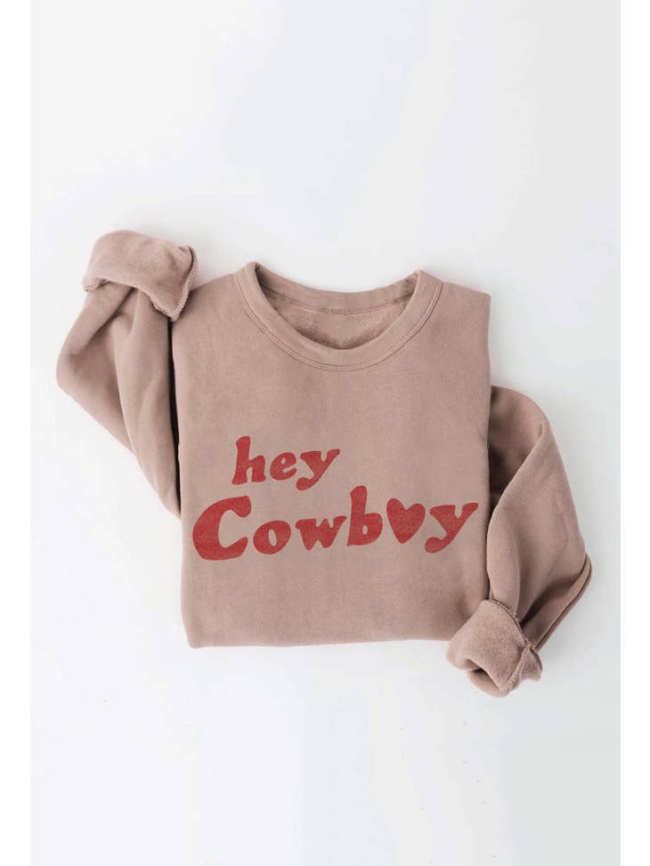 Hey Cowboy Graphic Sweatshirt | Tan