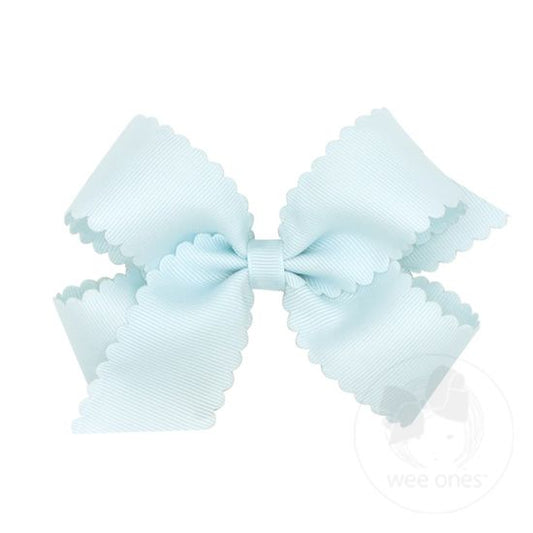Medium Grosgrain Scalloped Bow - Blue Vapor