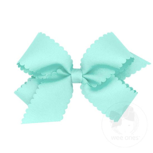 Medium Grosgrain Scalloped Bow - Crystalline