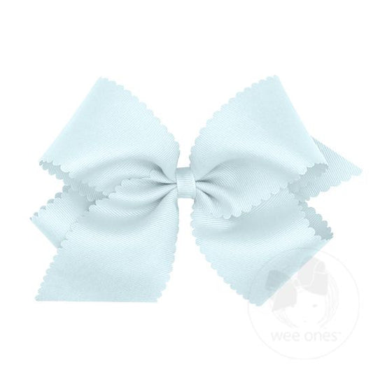 King Grosgrain Scalloped Bow - Blue Vapor