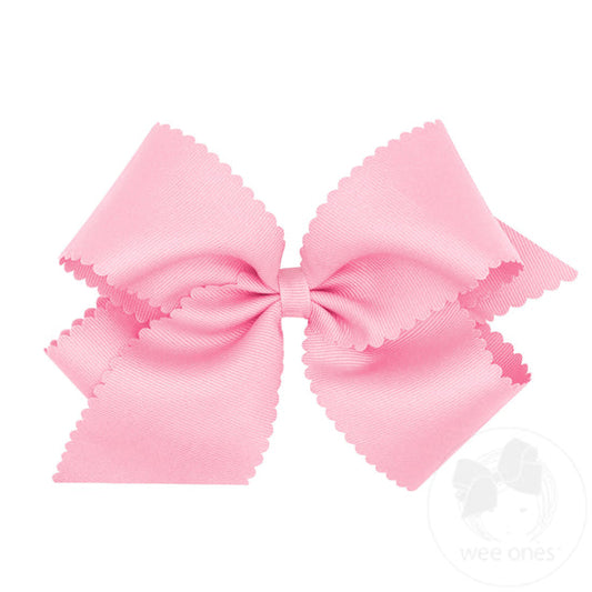 King Grosgrain Scalloped Edge Bow - Pearl