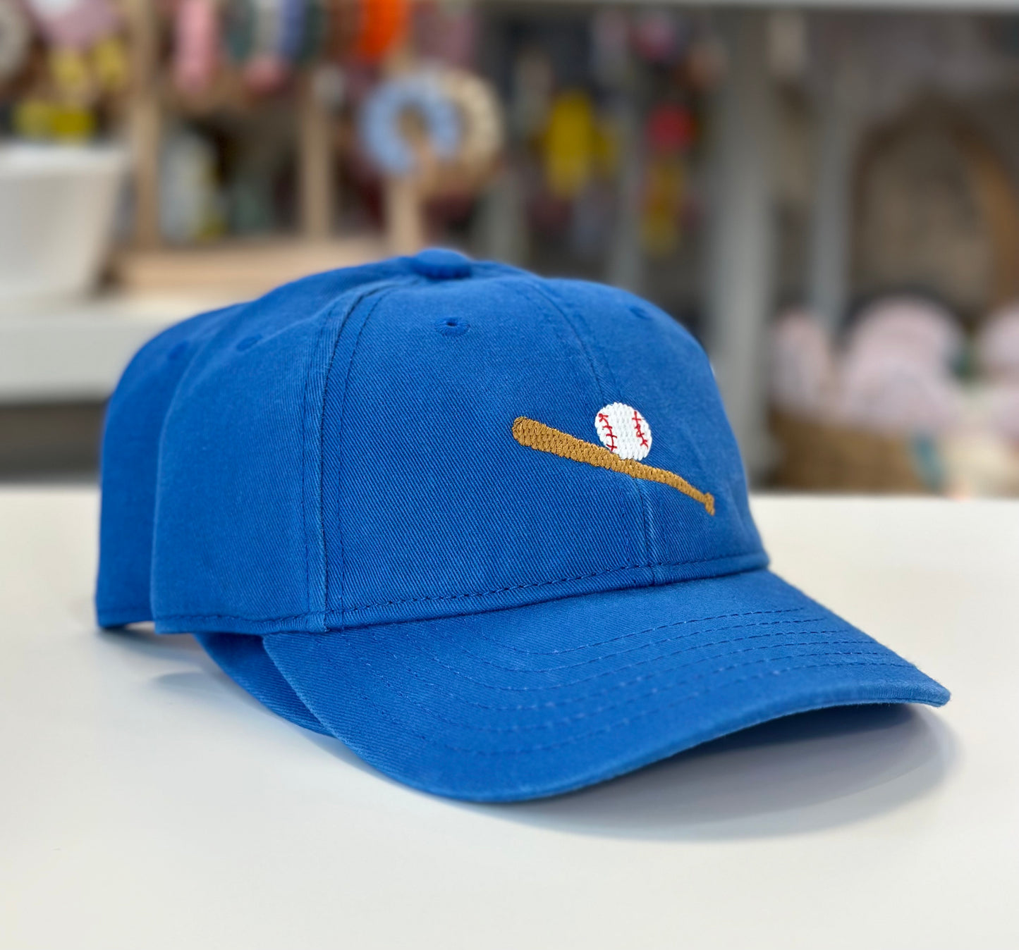 Baseball Needlepoint Baseball Cap, Cobalt