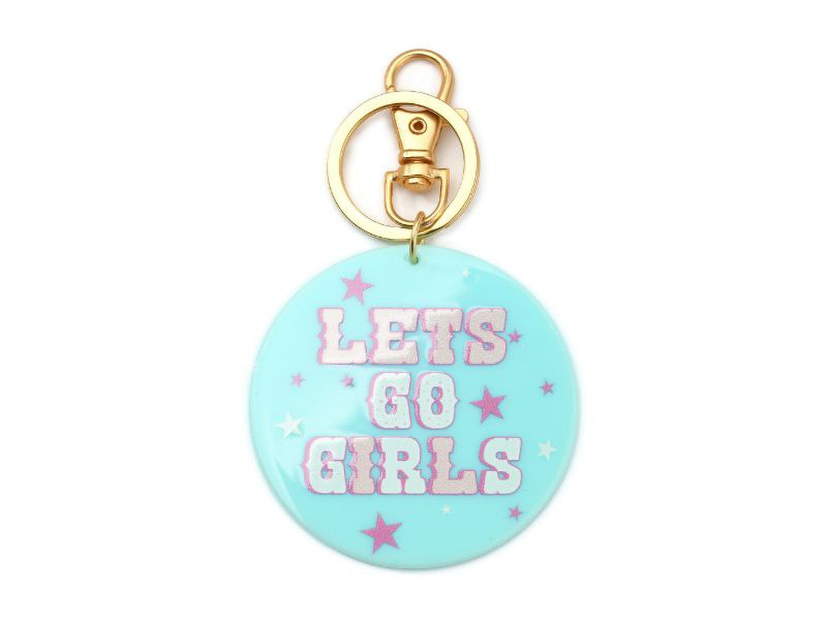 Acrylic Lets Go Girls Keychain, Light Blue
