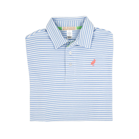 Prim and Proper Polo - Beale Street Blue Stripe/Parrot Cay Coral