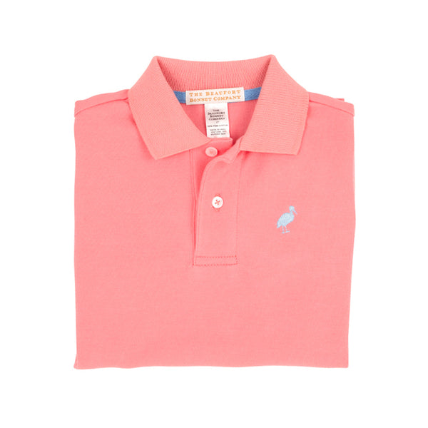 Prim & Proper Polo & Onesie - Parrot Cay Coral with Beale Street Blue Stork