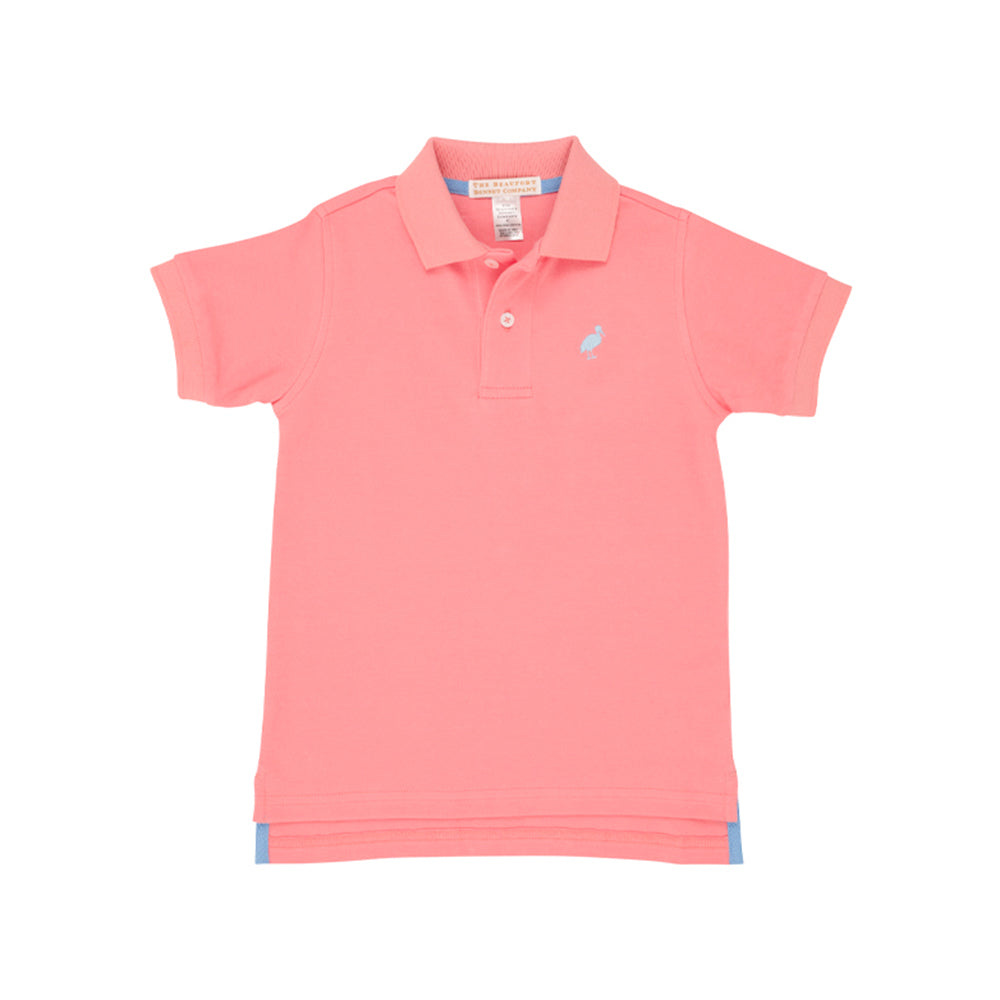 Prim & Proper Polo & Onesie - Parrot Cay Coral with Beale Street Blue Stork