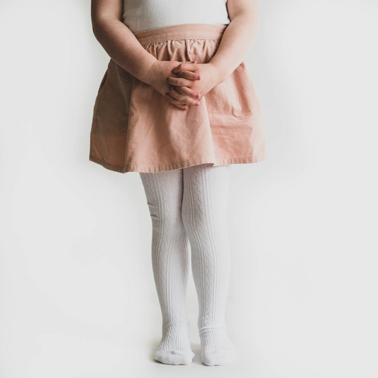 Cable Knit Tights | White