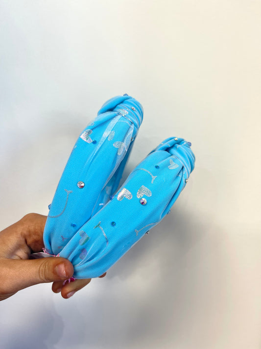 Crystallized Shimmer Smile Knot Headband - Blue