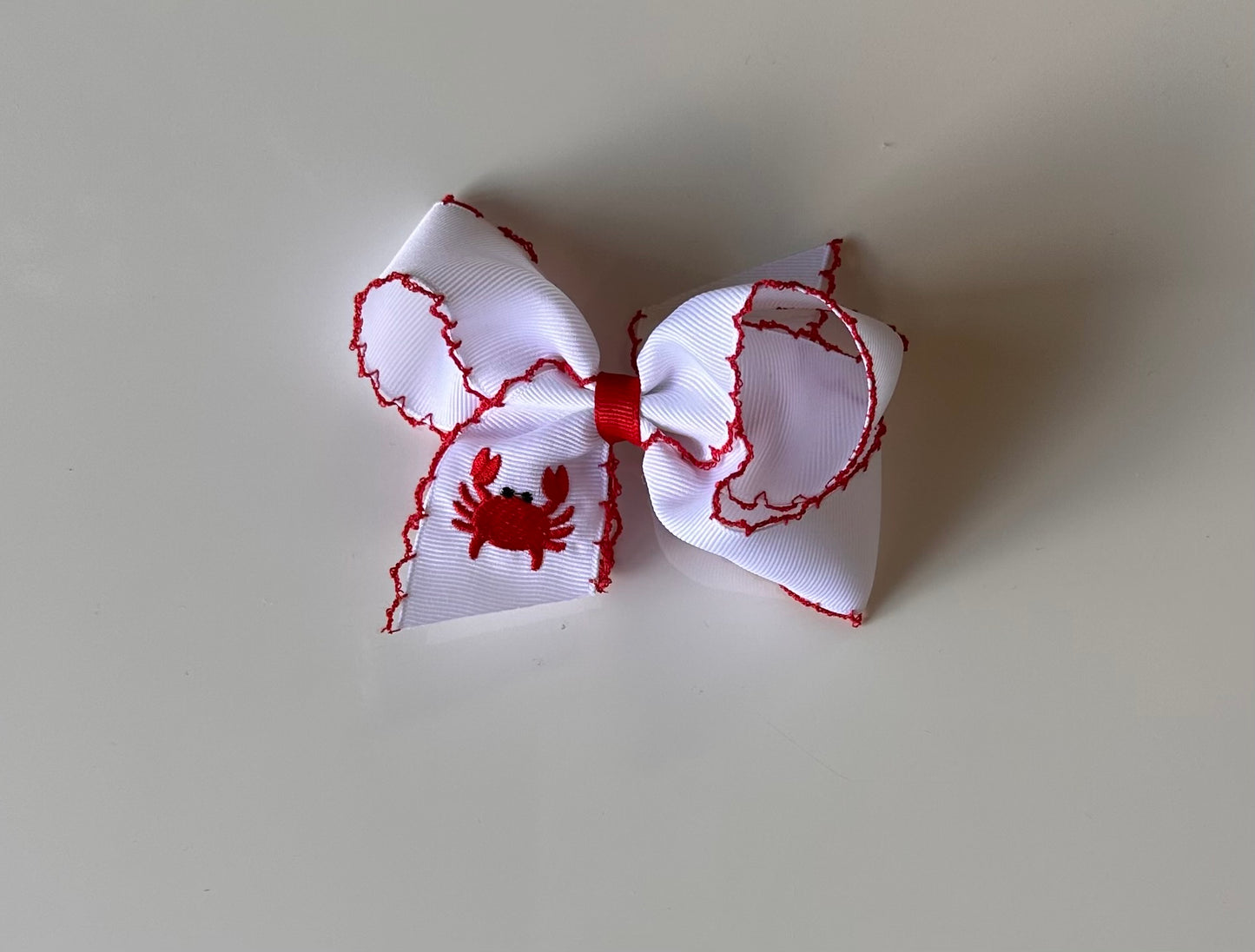 Crab Medium Moonstitch-White with Red Stitching