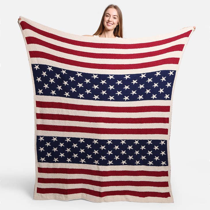 American Flag Print Luxury Soft Throw Blanket
