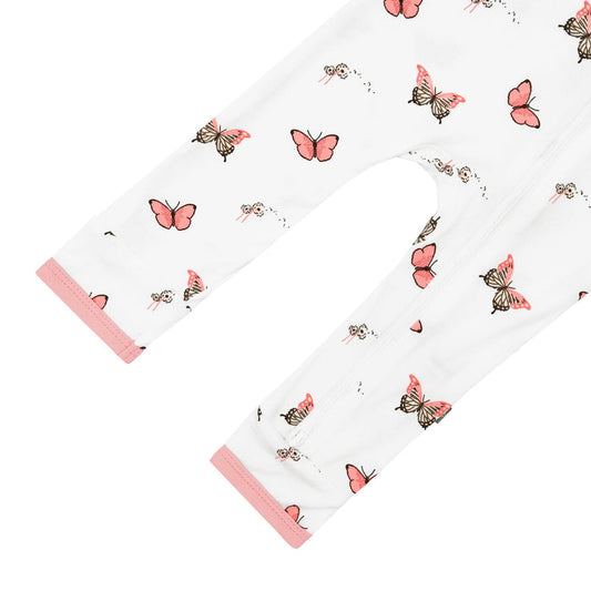 Long Sleeve Zippered Romper - Butterfly