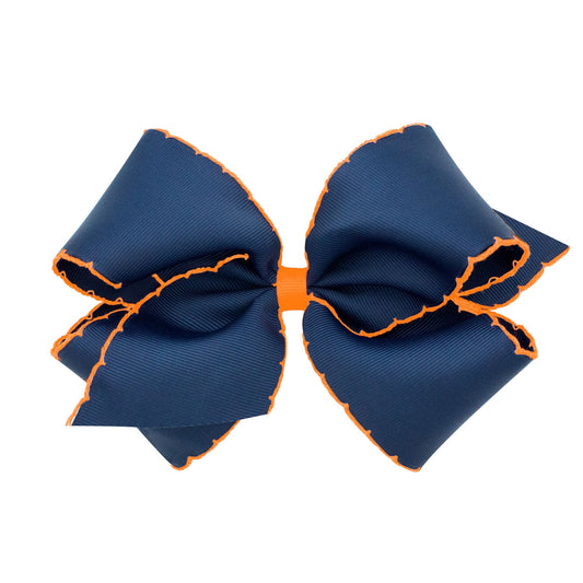 Medium Moonstitch Bow | Navy with Orange