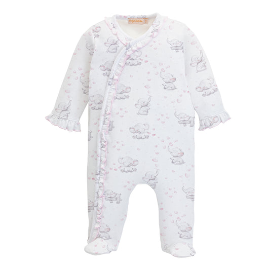 Bubbly Elephant Pink Footie w/ Ruffle